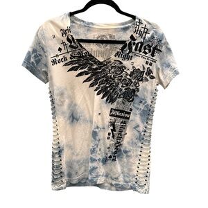 Affliction Tie-Dye Graphic Lace-Up Tee